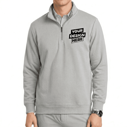 Quarter Zip Sweatshirt - Gray, XL
