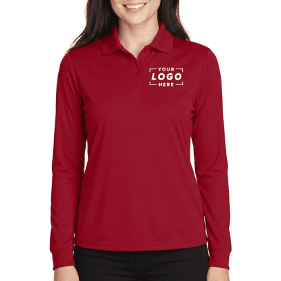 Women's Long Sleeve Polo Shirt - Red, 3XL